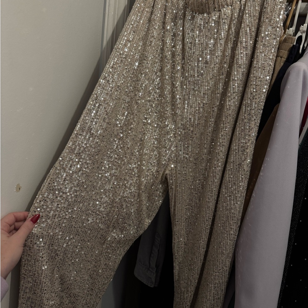 She + Sky Gold Sequin Jumpsuit